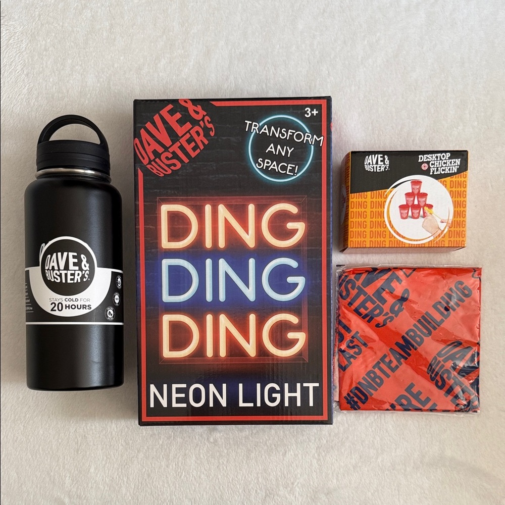 {NEW} Dave & Buster's | "Ding Ding Ding" Neon Light Water Bottle Desktop Game